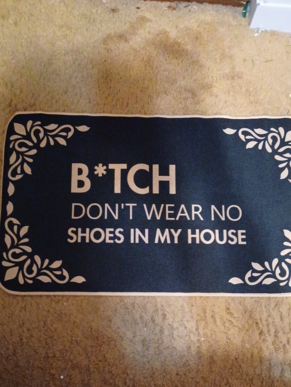 Doormat - Black and Cream 'Don't Wear Shoes In My House'